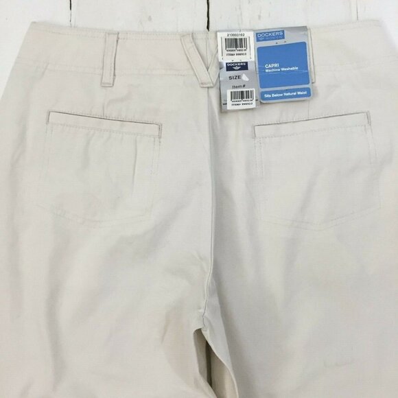 Dockers Women's size 8 Capris Cropped Pants Off White Stone Lower Waist NEW - Picture 5 of 7